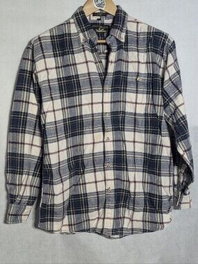 Canyon Guide Outfitters Plaid Button Down Shirt Men's Large 100% Cotton Blue